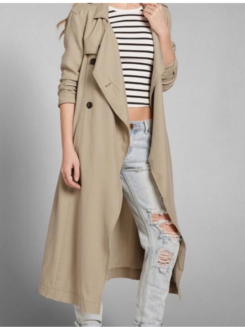 Abercrombie & Fitch Tan Long Trench Coat